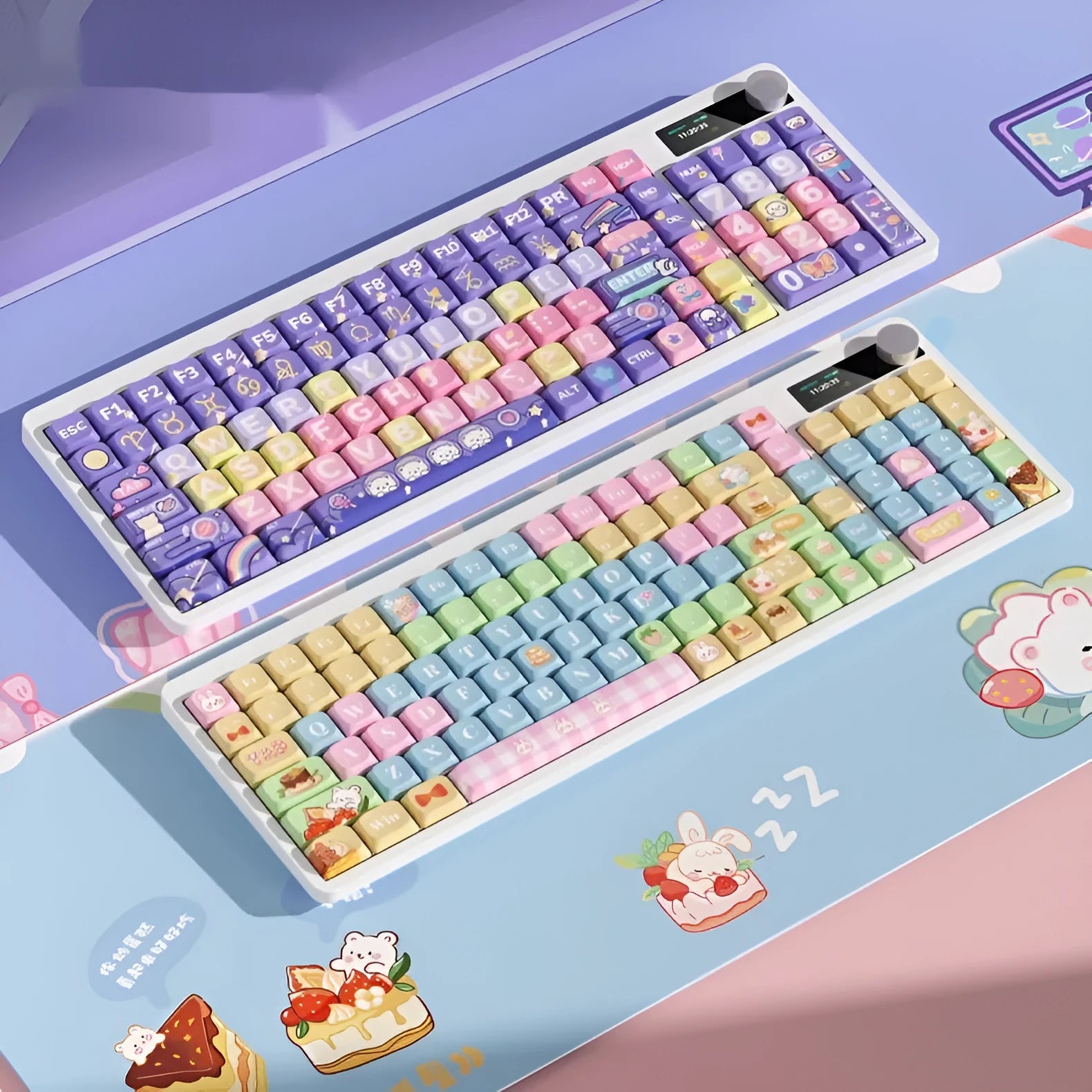 Black Iron Cow mechanical keyboard with RGB backlighting and full key layout on desk