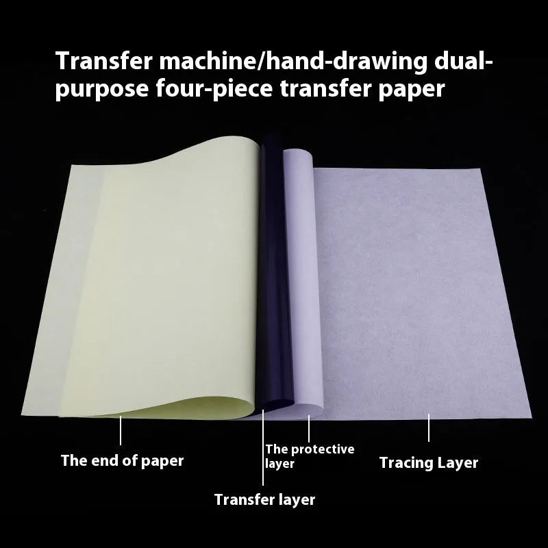 A4 tattoo transfer paper pack with quadruple copy sheets and transfer paste gel for stencil creation