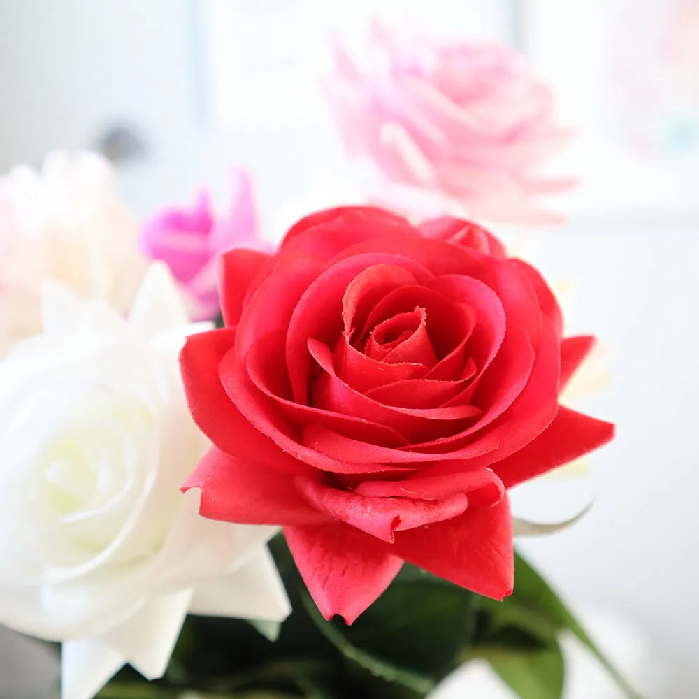 Touch Rose Moisturizing Hand Feeling artificial flower in silk fabric with 8.5cm head on 42cm stem