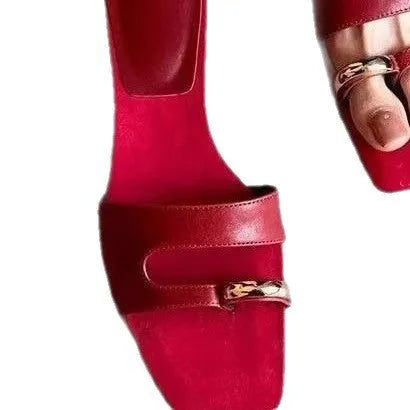 Fashion Outdoor Wear plus size square-toe slippers in leather and rubber, multiple colours and sizes