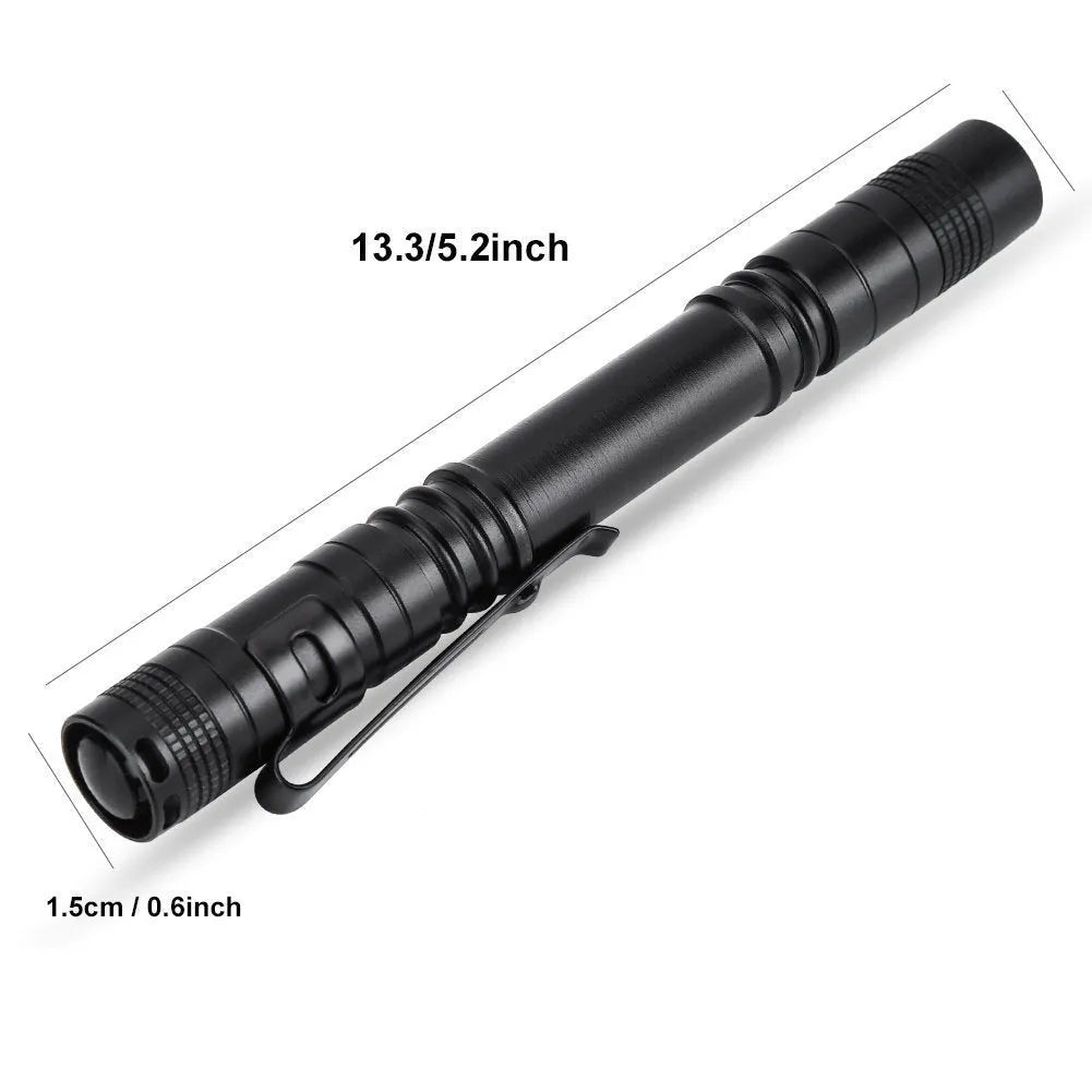 Aluminium alloy waterproof pencil-type flashlight, 13CM long, 1W LED, rechargeable battery