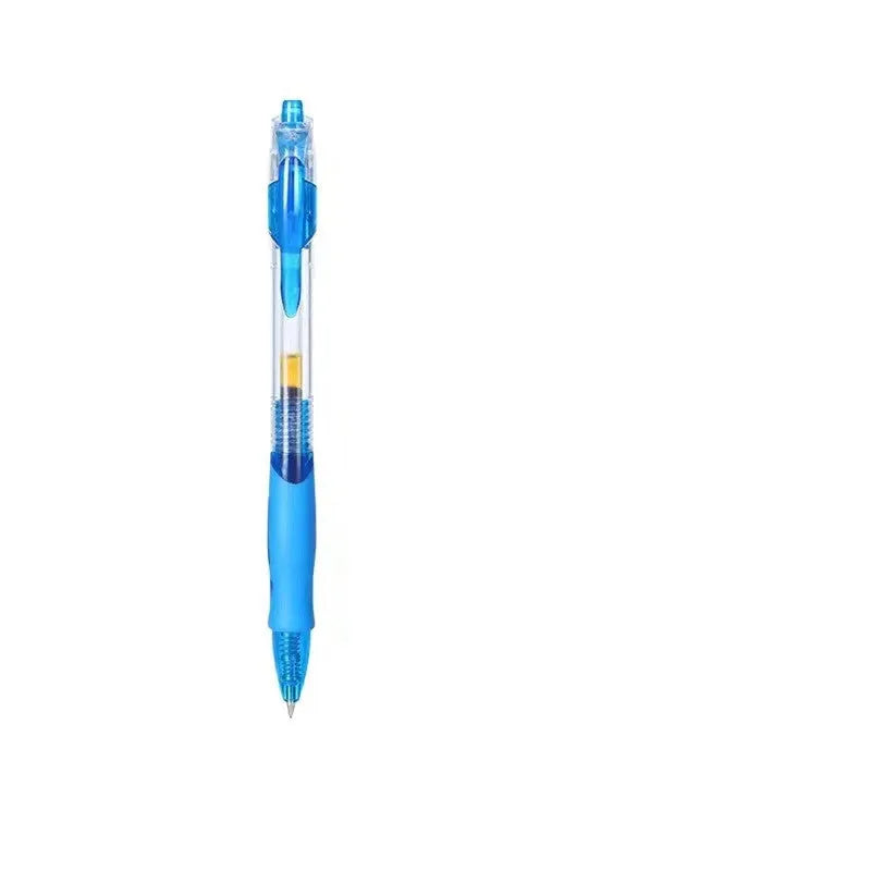 0.5mm black, red, and blue gel pen with plastic barrel for office and school use.