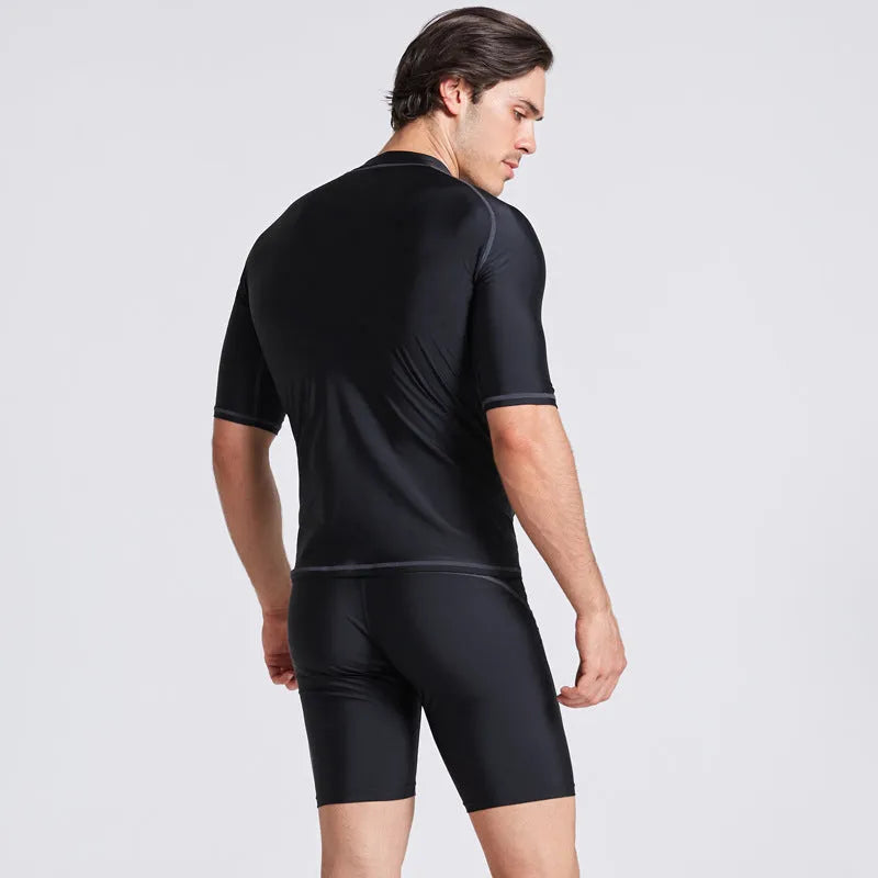 Men's quick-drying half sleeve swimsuit for snorkeling and surfing in nylon fabric