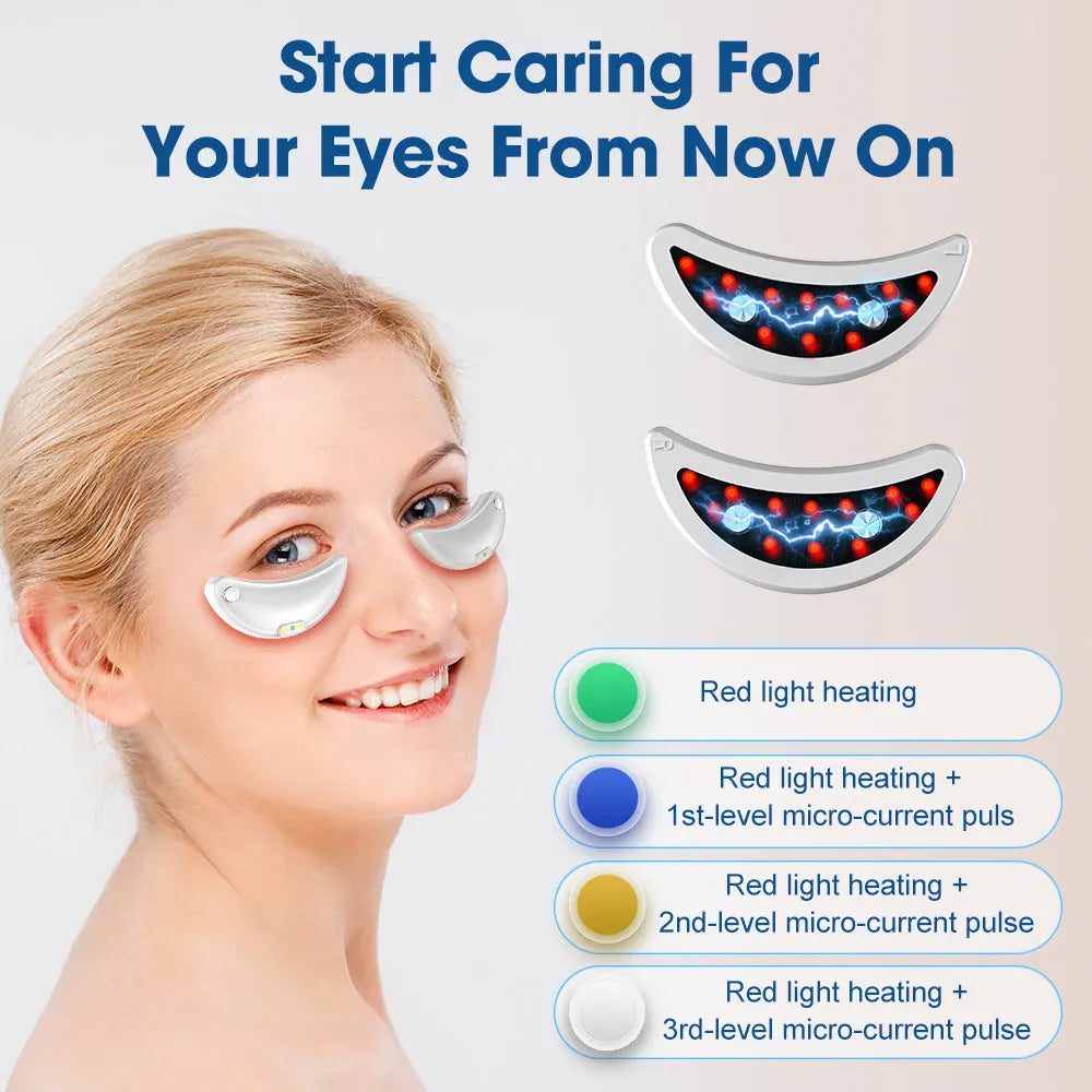 White wireless red light eye beautification instrument with EMS facial massage functionality