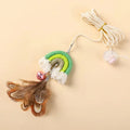 Feather cat rope door swing toy with elastic sticky buckle, available in blue, green, and pink