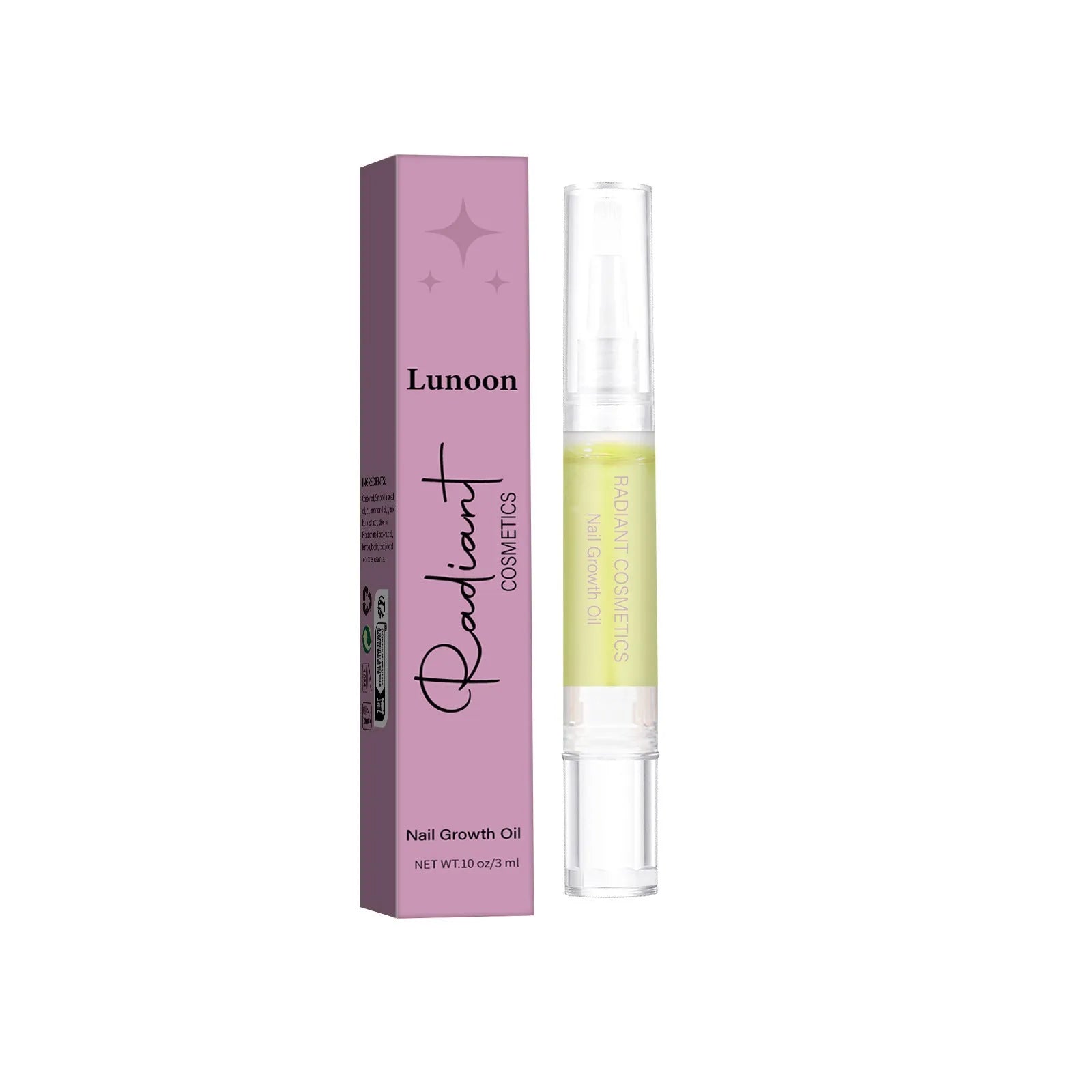 A 3ml bottle of wash-free nail growth treatment oil for moisturising and nail care.