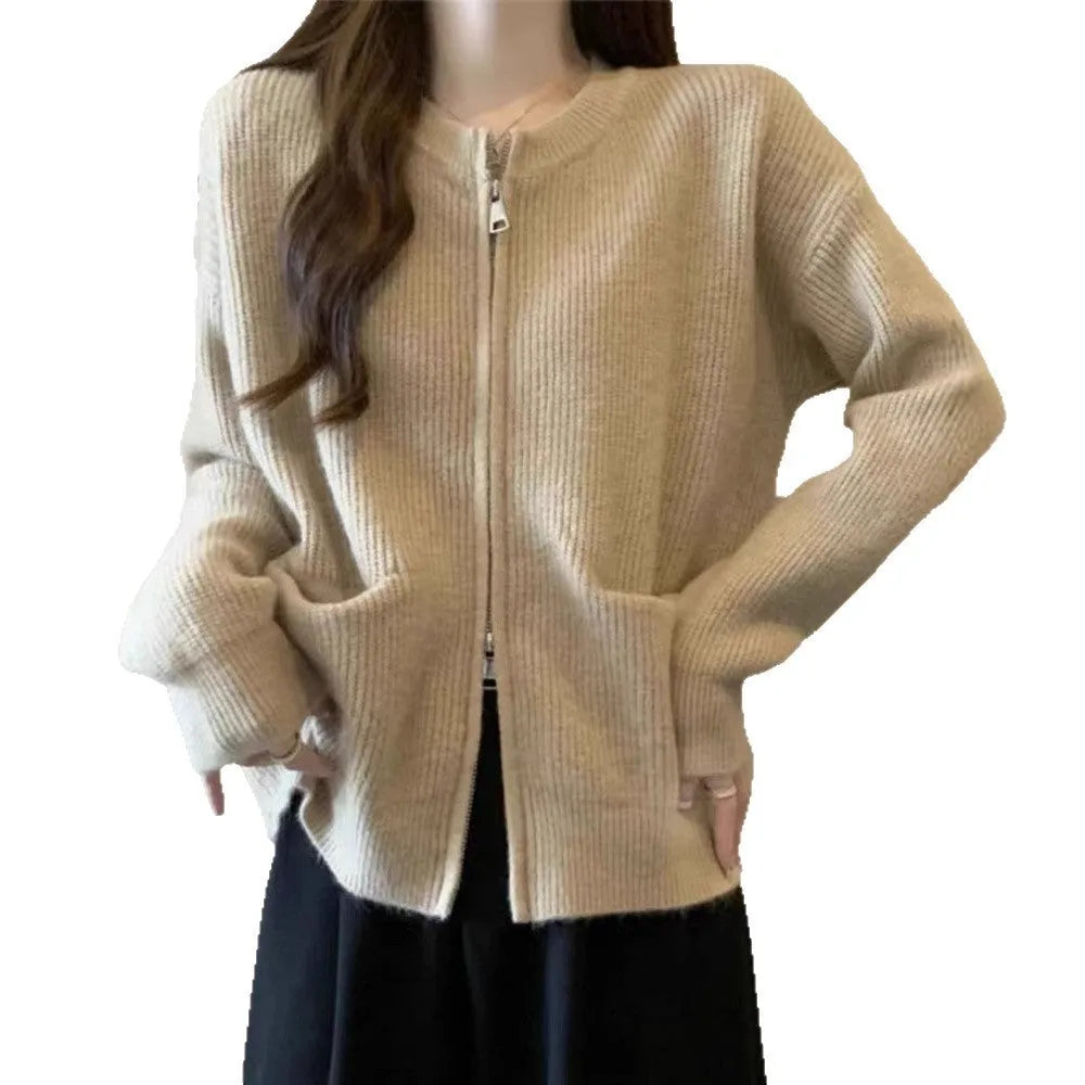 Soft wind sweater coat cardigan in viscose fibre fabric beige grey black khaki colours