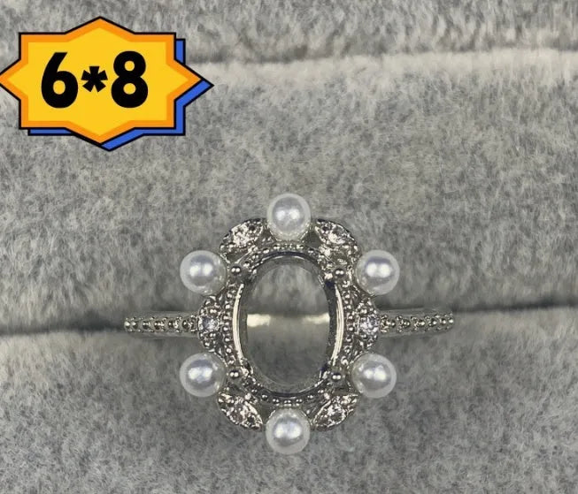 Korean style oval denier ring ornament with electroplated copper and 6*8mm stone