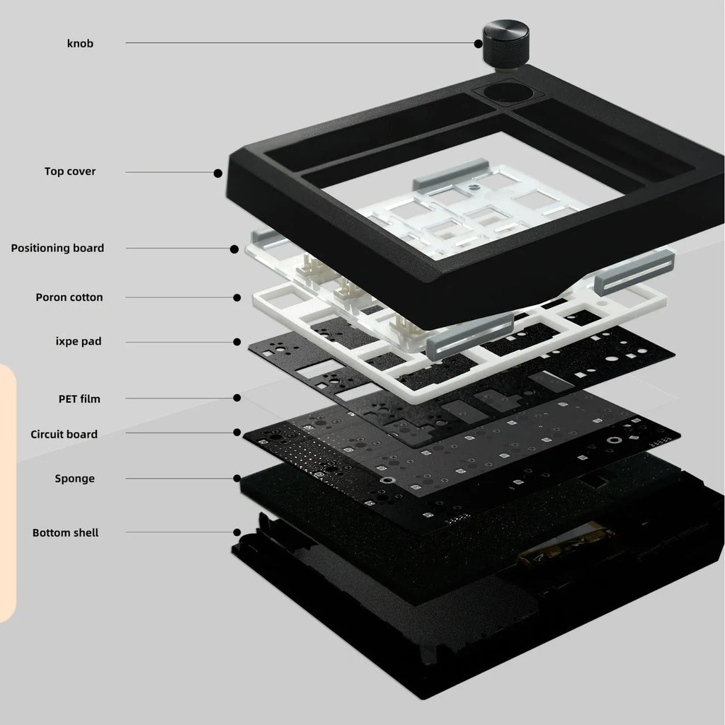 Black and white wireless Bluetooth mechanical numeric keyboard on a desk.