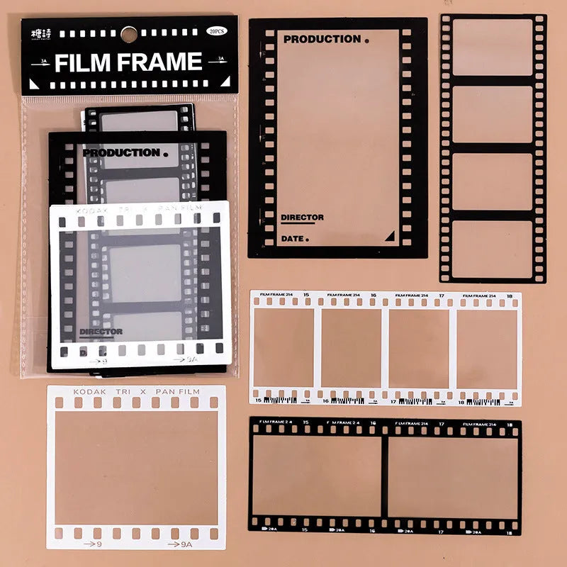 Frame Series retro film journal decorative stickers with transparent PET base paper