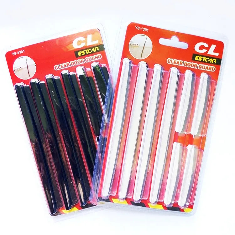 White plastic car door edge protector strip set for general vehicle fitment