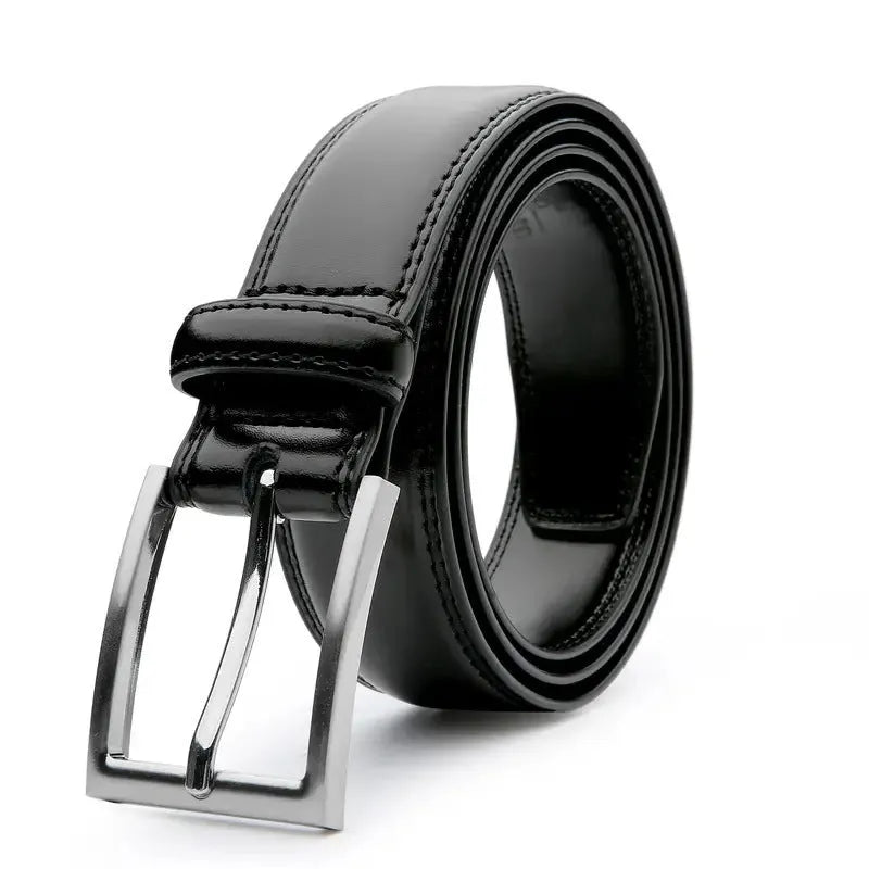 Men's genuine leather casual belt with alloy buckle in 95 grain pattern