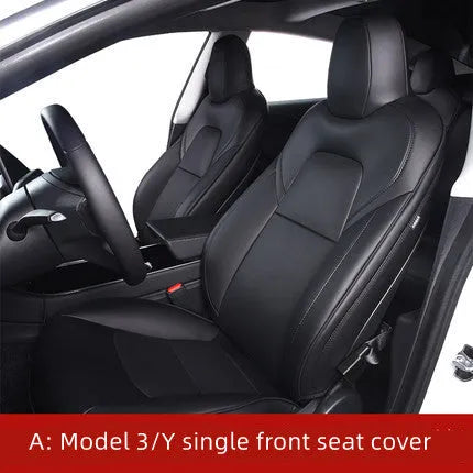 Tesla Model 3/Y car seat cover interior package in black PVC and chloroprene with binding