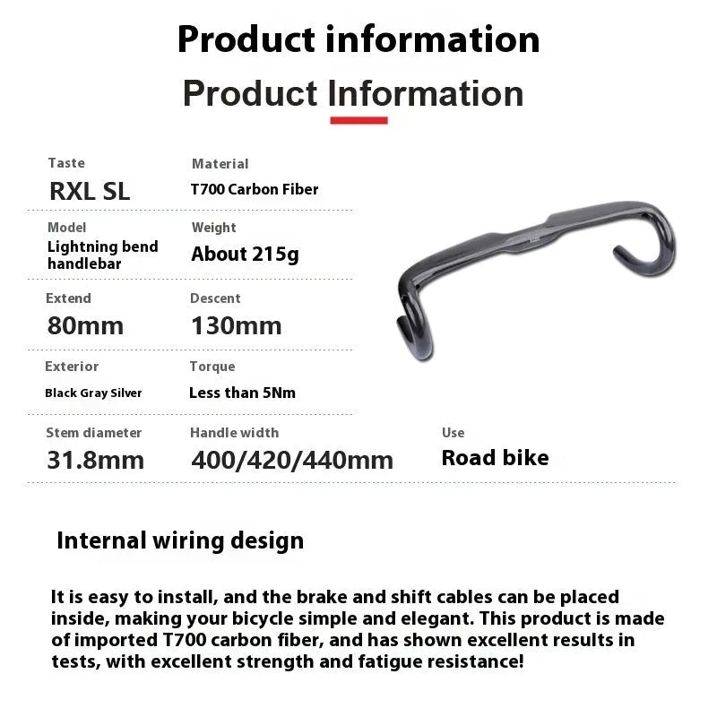 Non-standard carbon fibre road bicycle drop handlebar in black grey silver UD matte finish