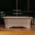 Purple sand rectangular antique bonsai planter with corner-cutting design in two size options