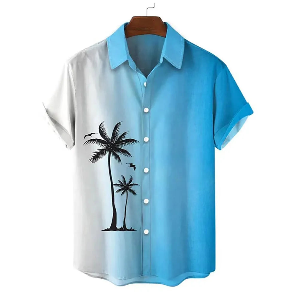 Men's Hawaiian 3D printed short-sleeved shirt in cardigan style, regular fit, polyester blend, multiple colours