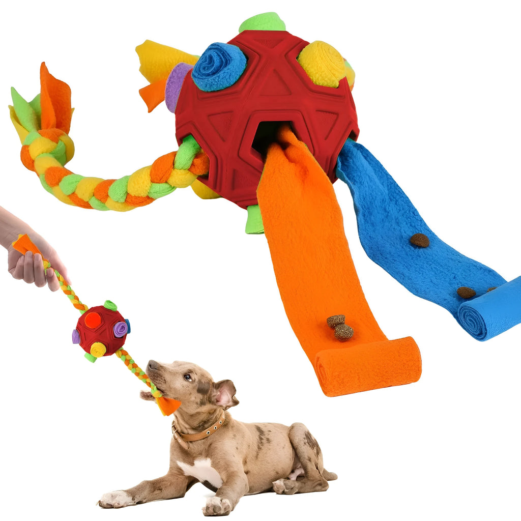 Pet sniffing ball dog puzzle toy in blue colour with bite resistant design for treat dispensing