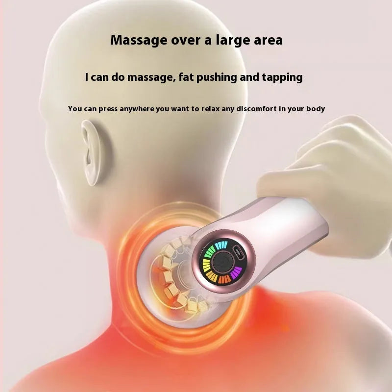 USB electric massager for neck, back, waist and legs in pink, white, or black.