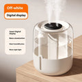 Beige round large capacity USB household humidifier with display and night light