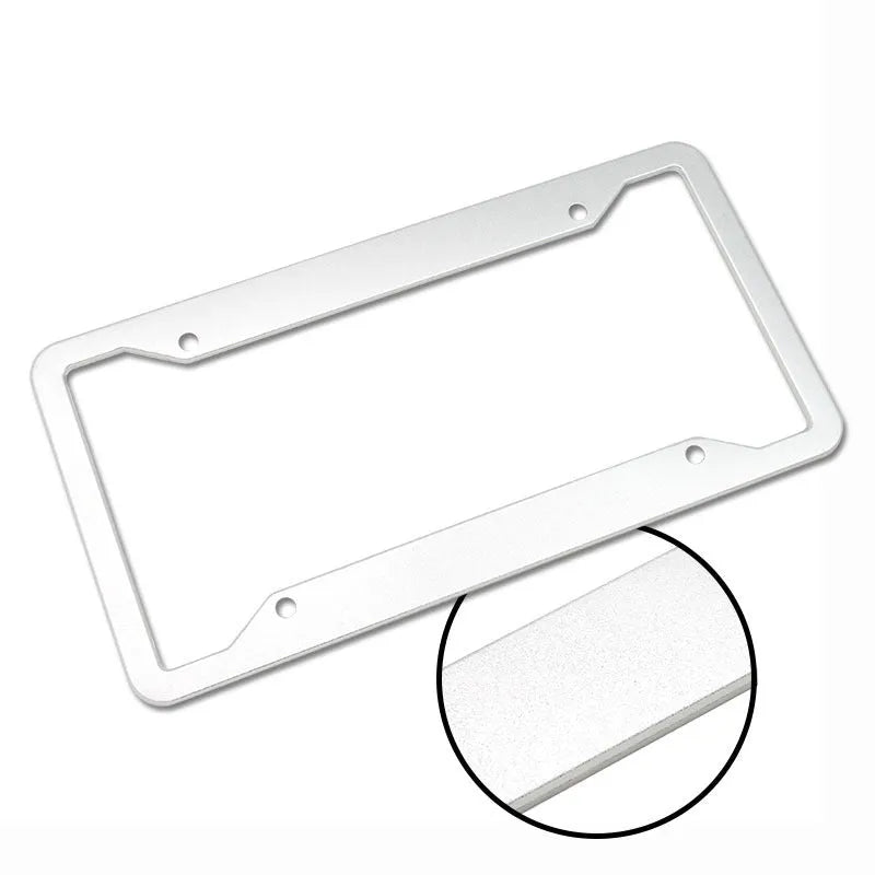 Aluminium alloy stainless steel licence plate frame in black, light grey, and sandblasted silver options