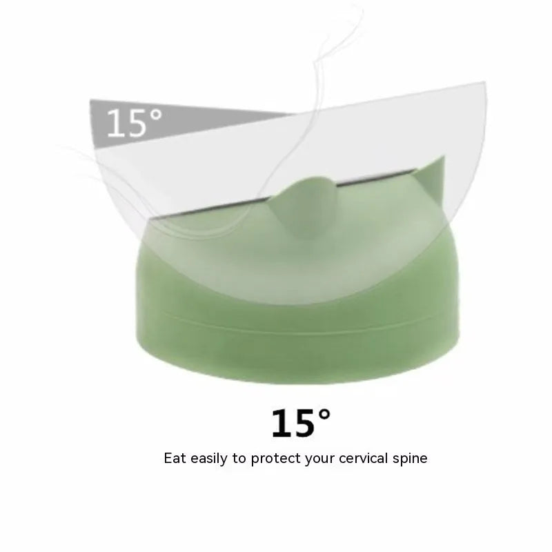 Stainless steel double bowl cat bowl cervical protection oblique mouth design 200ml capacity