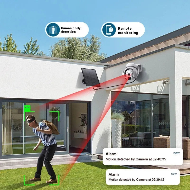 3 million pixel HD security camera with solar panel and full-colour night vision capability