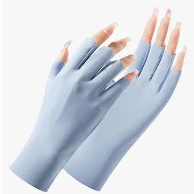 Women's ice silk sunscreen gloves with UPF50 protection in various colour options