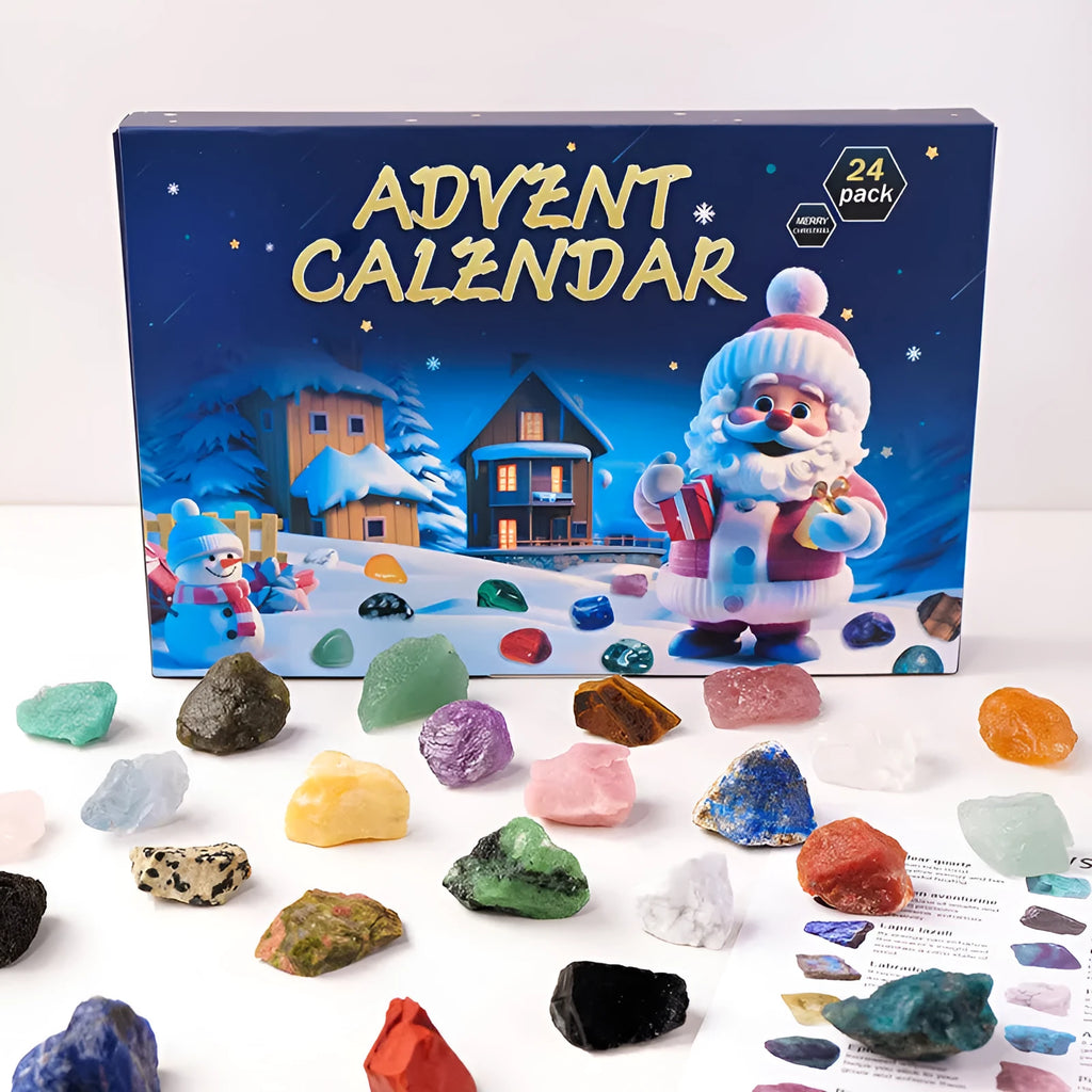 Christmas Doll Countdown Calendar Advent Crystal Stone Mine standard blind box with rough stone