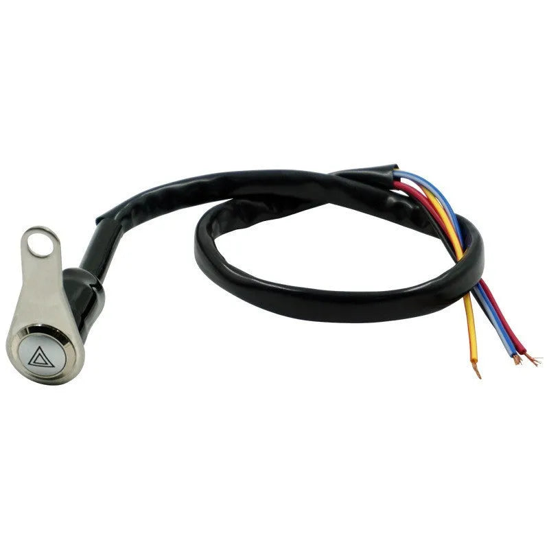 Black motorcycle double flash switch with metal button and LED light ring for lighting control