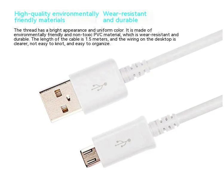Black 1m Micro USB universal data cable with PVC wire for Android phones and tablets