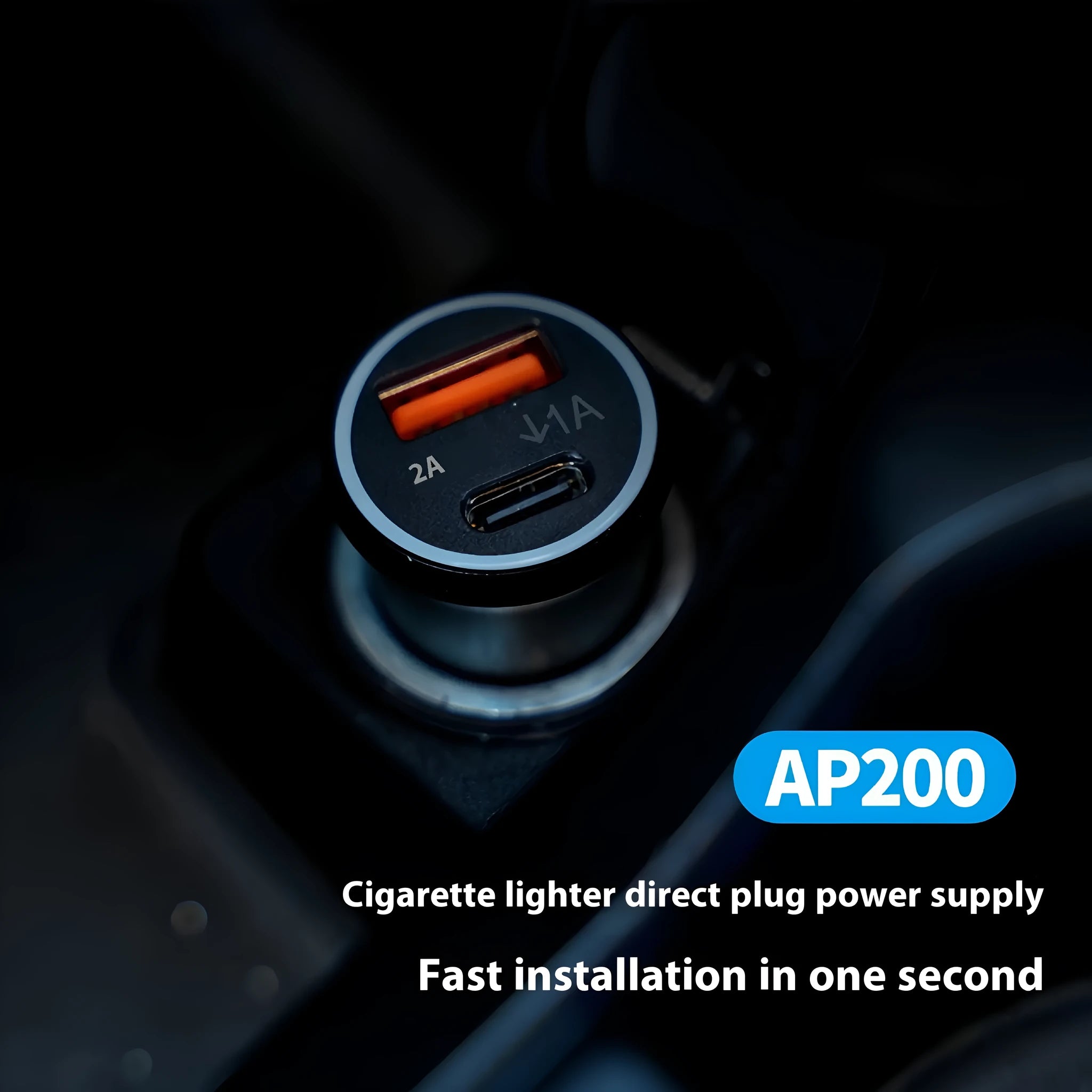 Black ABS car GPS tracker device designed to plug into a vehicle's 12V charger socket.