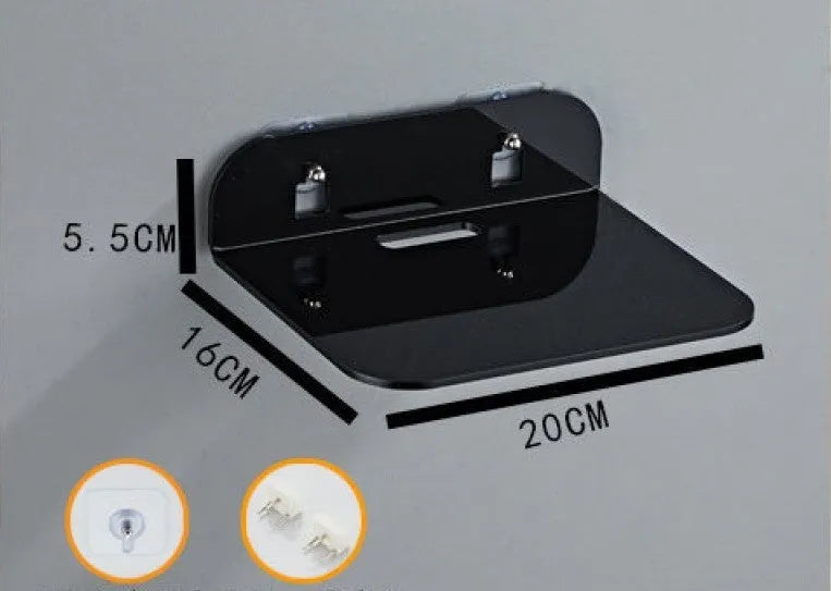 Acrylic right angle camera monitoring bracket, 13.5x11.5x5.5cm, no-drill wall mount in transparent finish