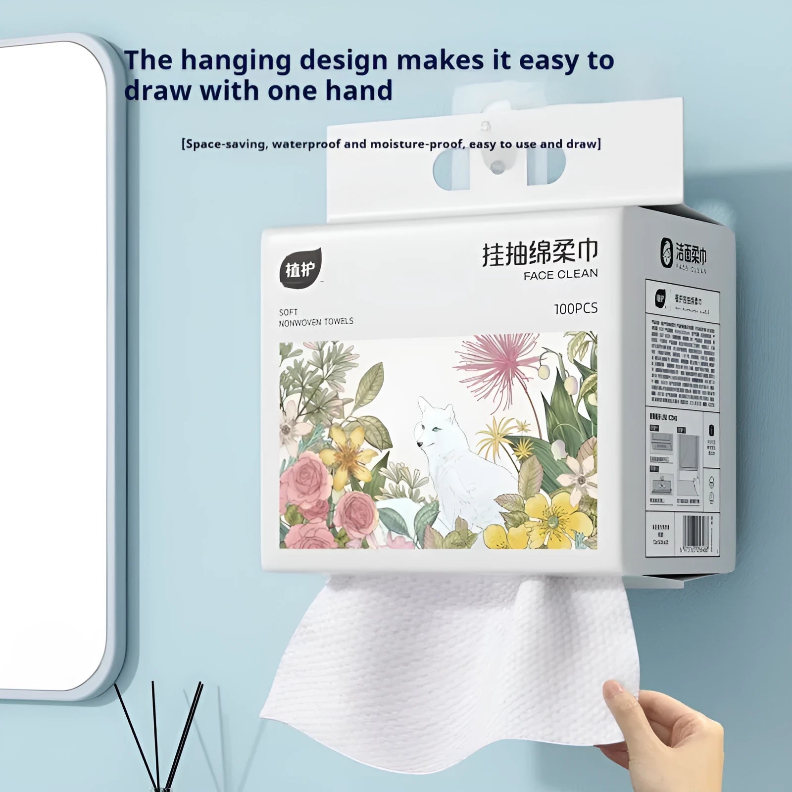 Disposable face cloth roll with 100 sheets in winter and spring soft cotton colour