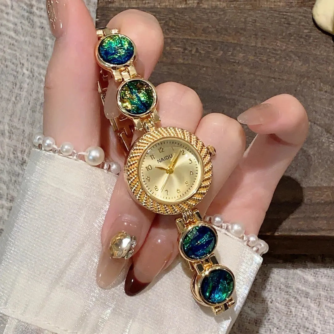 Women's round quartz watch with 25mm dial in one of six colour options.