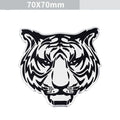 Set of six aluminium metal stickers for cars featuring lion, eagle, tiger and wolf head designs.