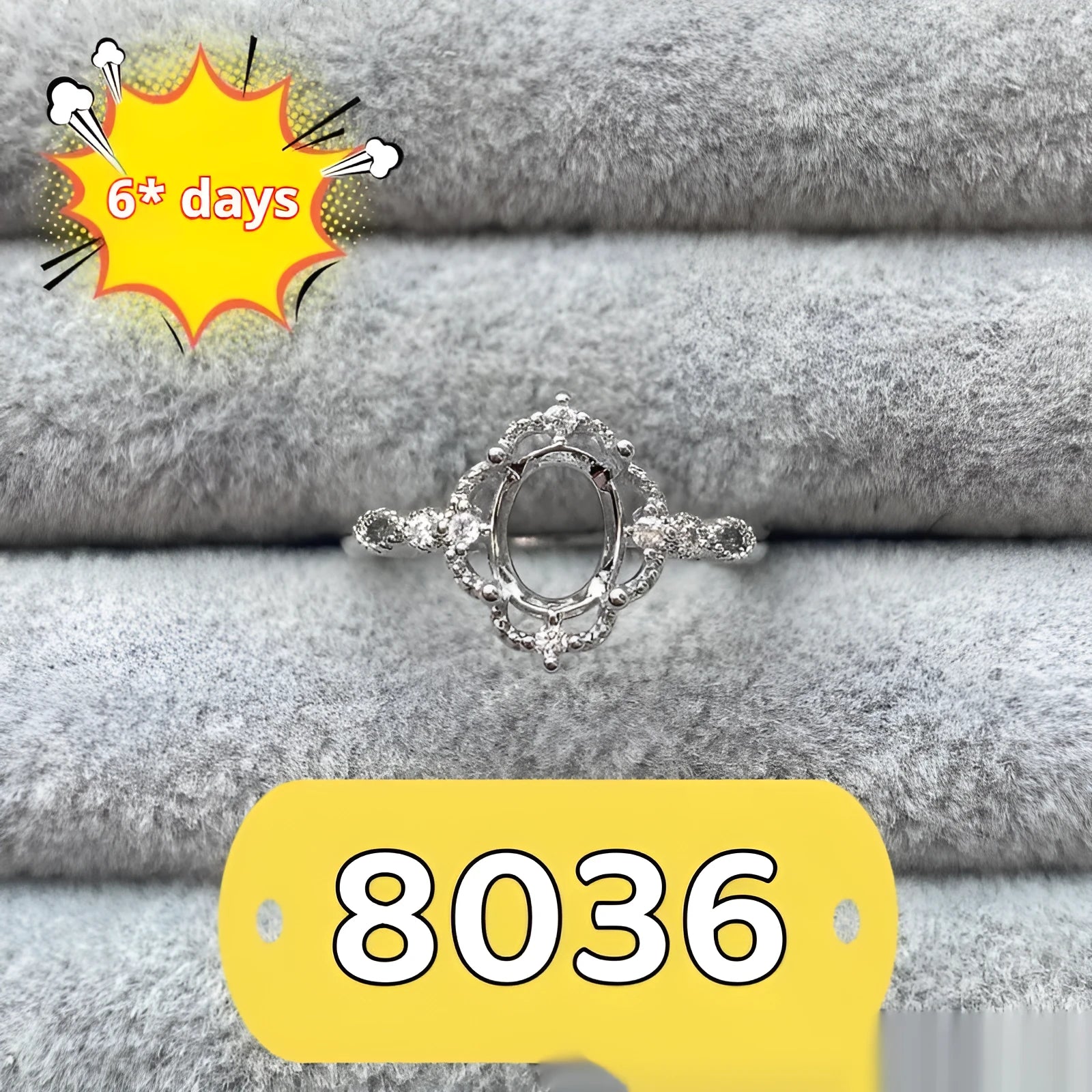 Korean style oval denier ring ornament with electroplated copper and 6*8mm stone