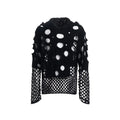 Black men's hooded pullover sweater with pearl decorative accents and loose fit design