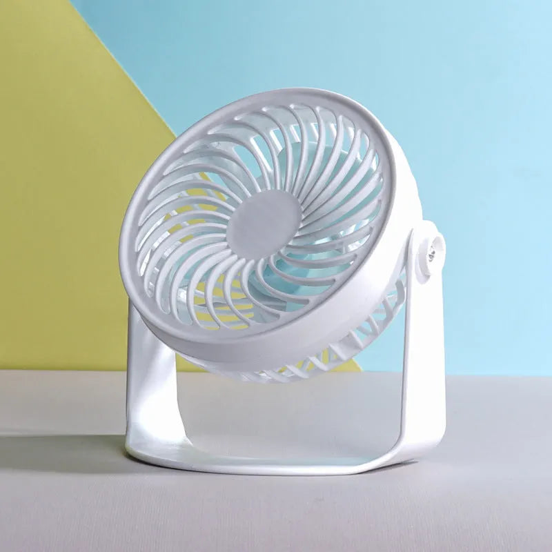 USB-powered desk fan with three blades, available in mini clip or floor styles