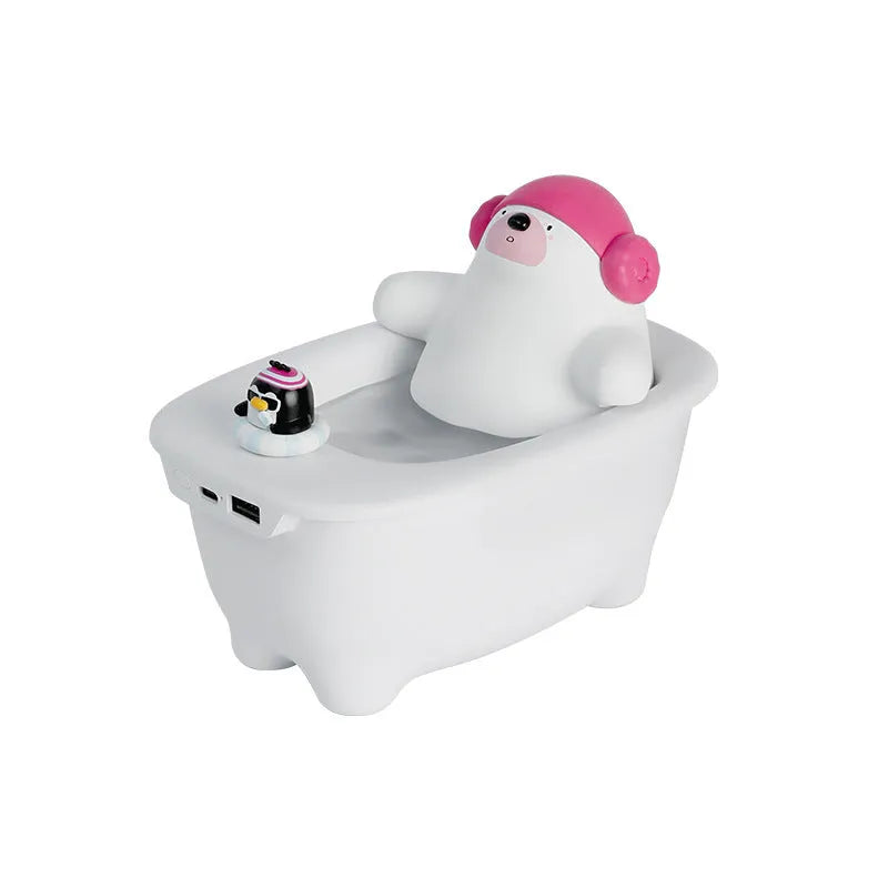 White polar bear shaped USB air humidifier with 550ml water tank on desk