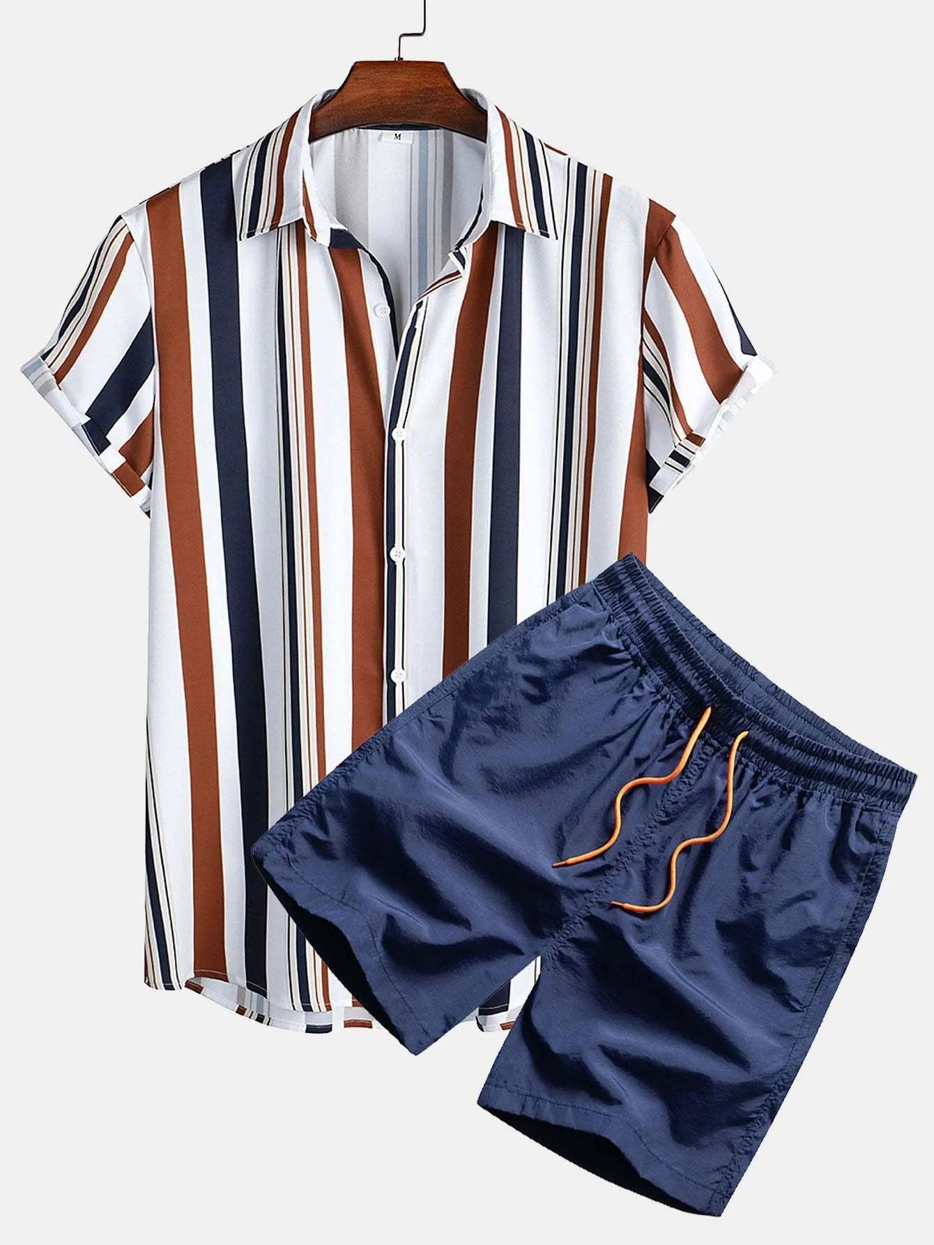 Men's digital print cardigan and shorts casual suit in suit 52 colour with Asian sizing options
