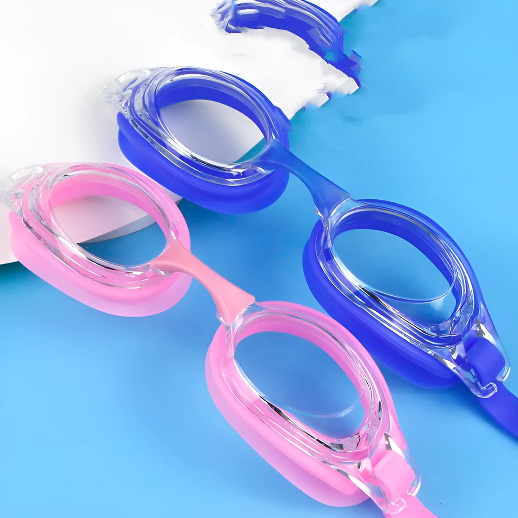 Myopia swimming goggles with prescription lenses in protective case
