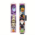 Pair of polyester Halloween couplet hanging flags, each 30x180cm, printed with traditional design