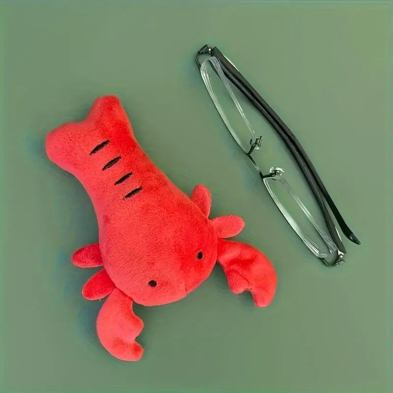 Red squeaky lobster stuffed dog chew toy for small medium breeds measuring 12.5 cm