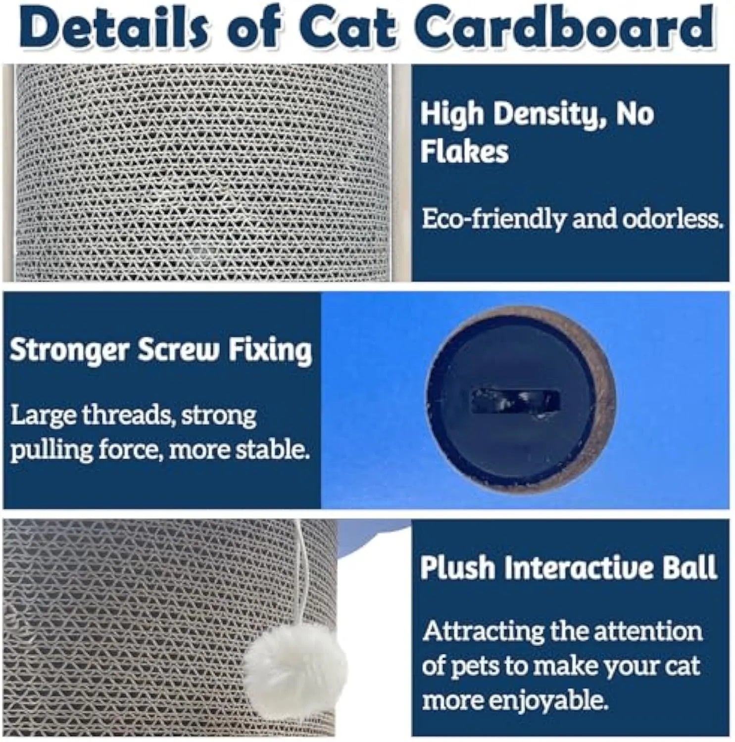 Cat corner scratching pad mounted on wall with replaceable scratching board and hanging ball