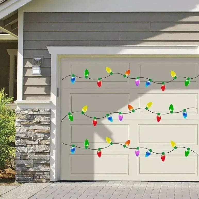 Set of 24 reflective Christmas light bulb magnetic stickers and 12 magnetic wires for car or refrigerator decoration