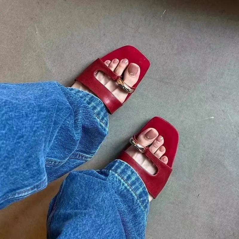 Fashion Outdoor Wear plus size square-toe slippers in leather and rubber, multiple colours and sizes