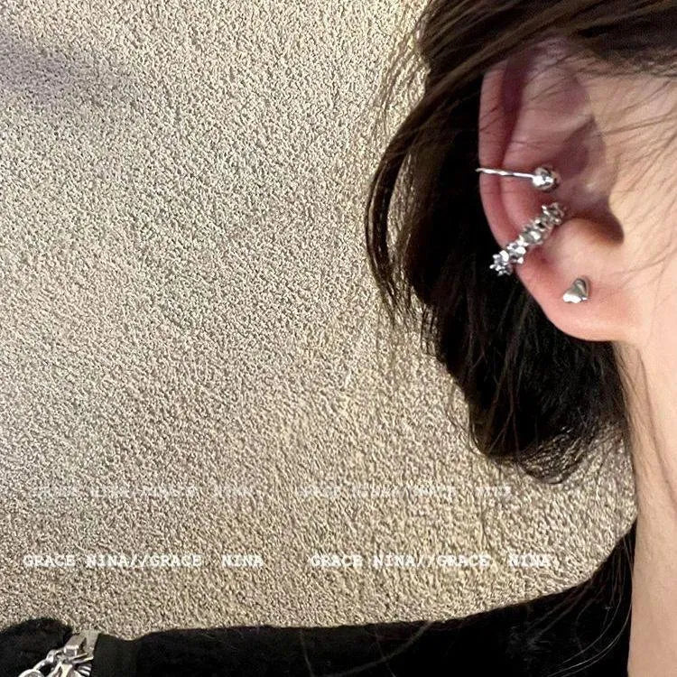 Alloy geometric ear clip earrings with irregular frosty design in B4710# colour