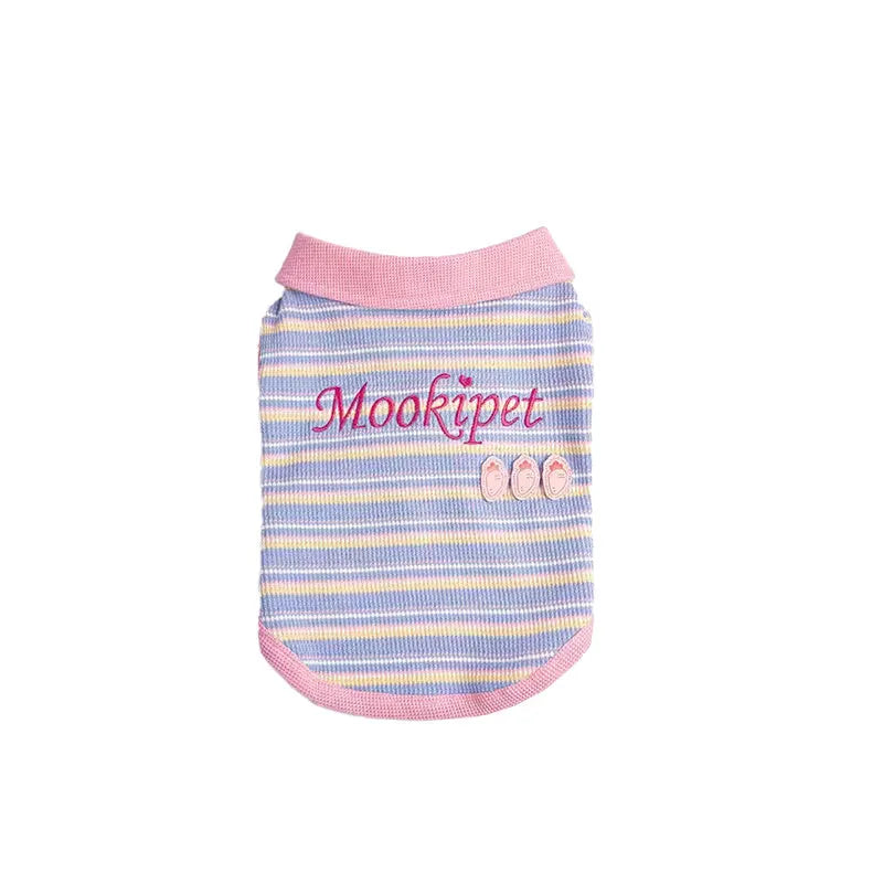 Pink purple autumn vest for small dog or cat with adjustable buckle closure shown in size L