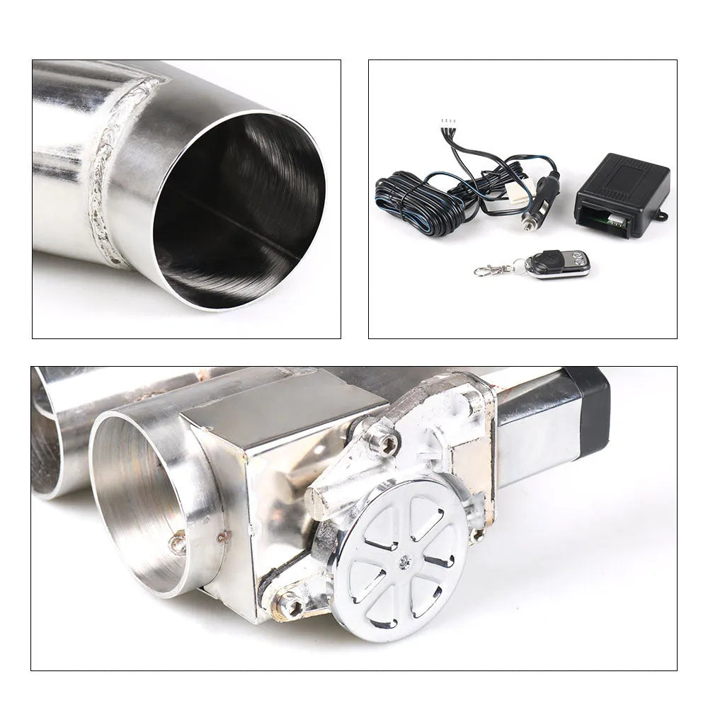 Silver stainless steel electronic control double valve exhaust pipe 290mm length
