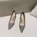 Women's crystal wedding shoes with stiletto heels in silver or black colours